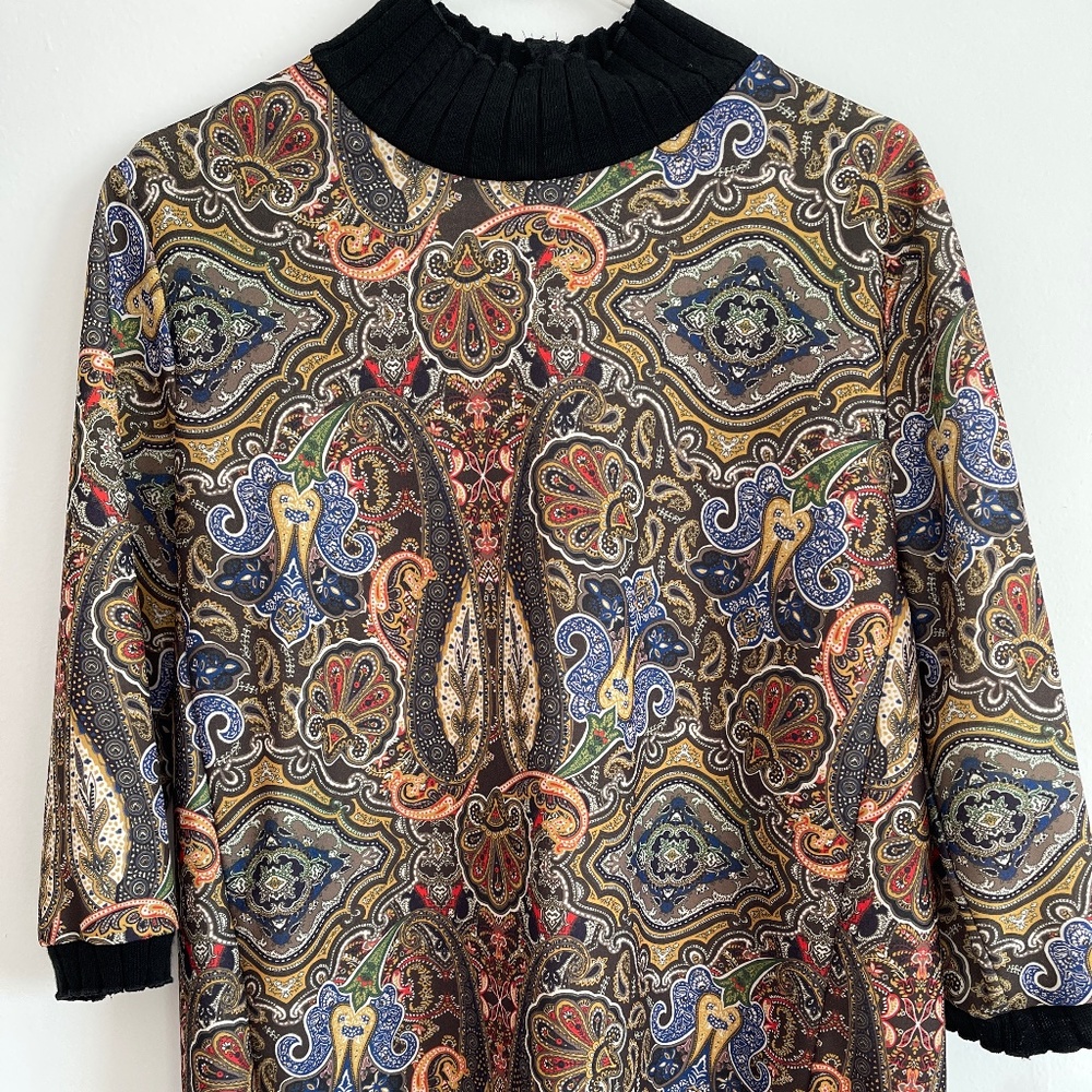 ZARA turtleneck paisley mini dress